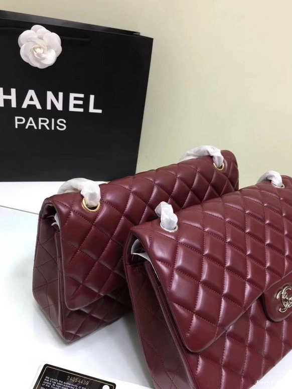 Firstbag Ru 1112 With Silver Red Bag Leather CHANEL Lambskin Flap Size Wine Hardware Gold Large 30cm 0716